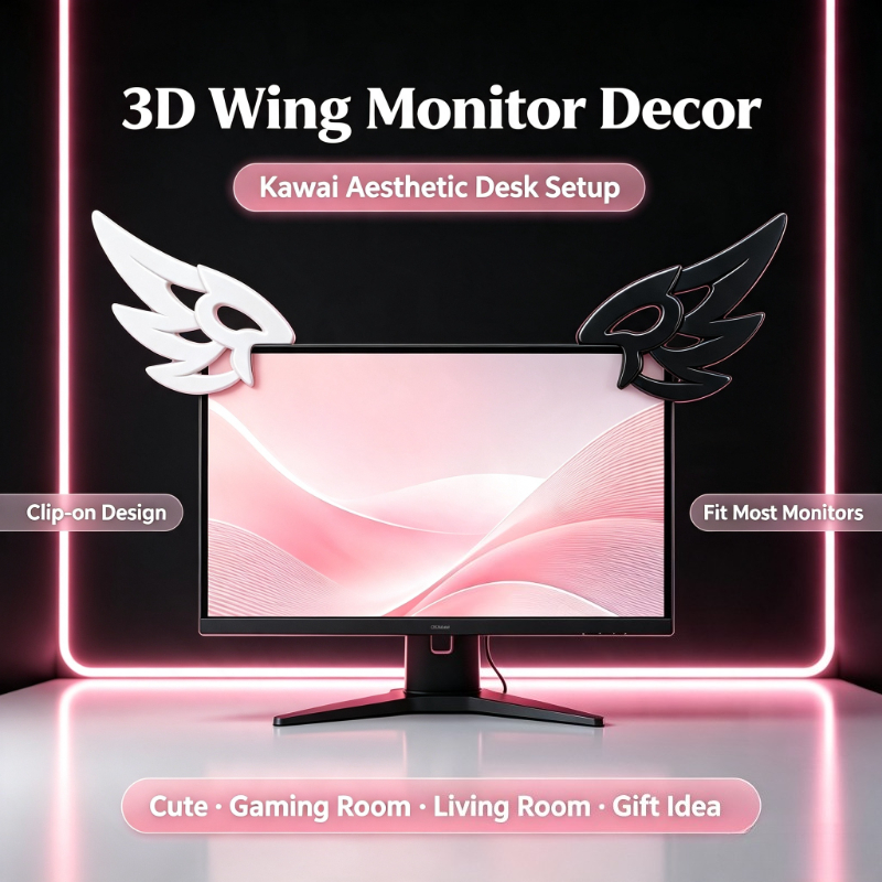 Desk Setup Gadgets - Kawaii 3D Wing Decor for Computer