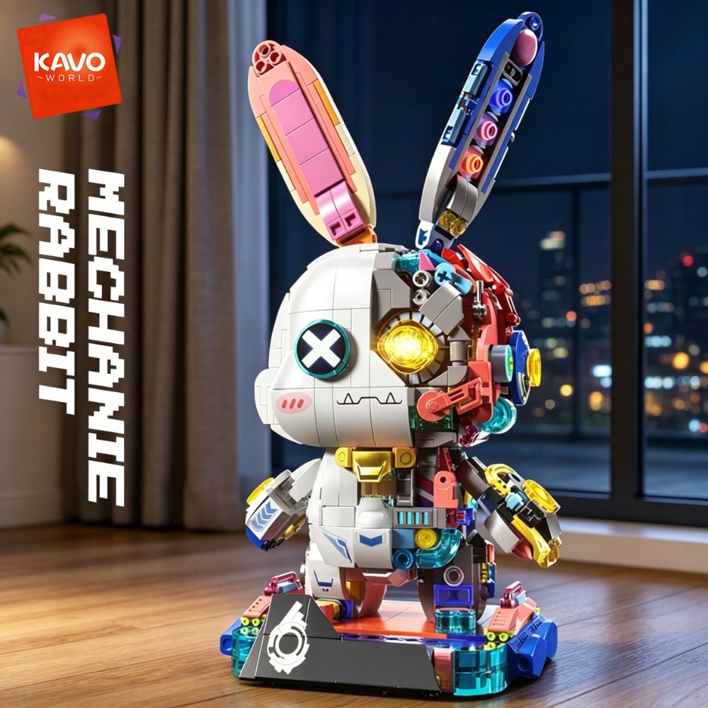 Desk Setup Build - KAVOWORLD 1377PCS Robot Rabbit Building Blocks