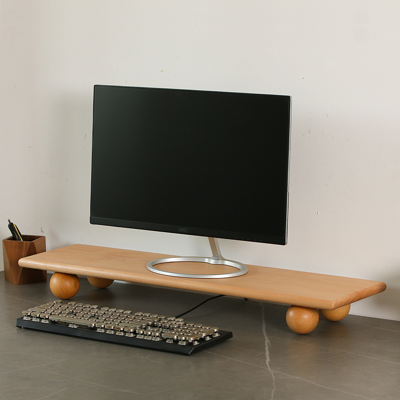 Desk Setup Living Room - Natural Wood Desktop Riser Dual Monitor