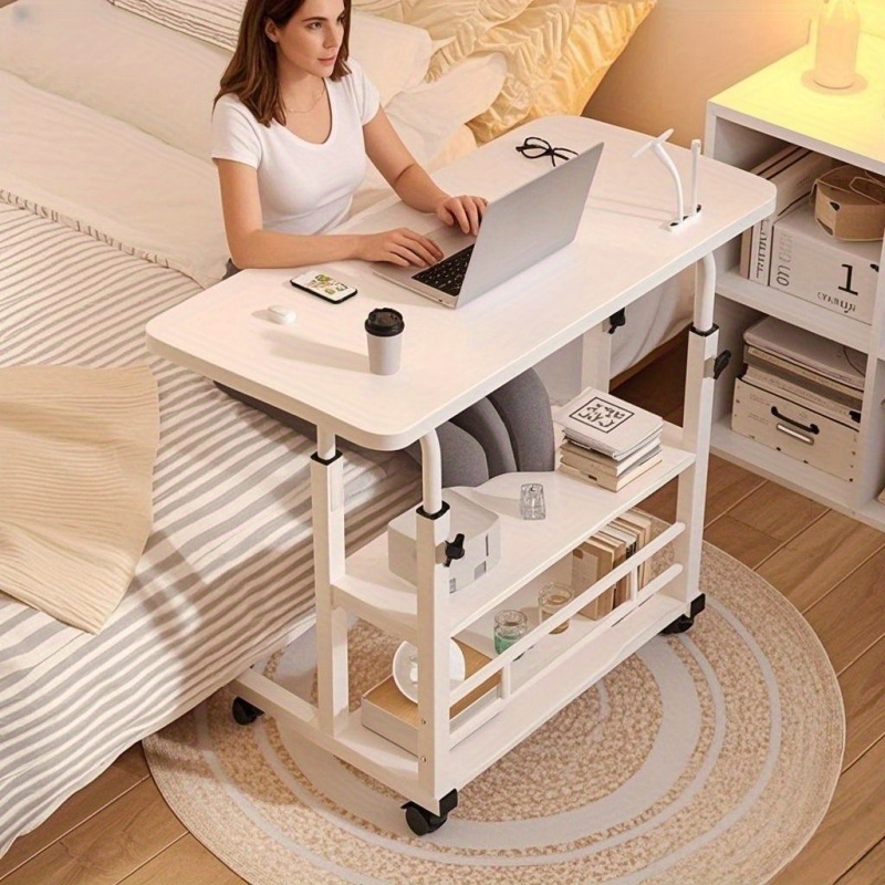Desk Setup Modern - Multifunctional Folding Table with Wheels, Height