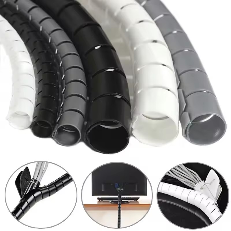 Desk Setup Cable Management - 2M/1M Flexible Spiral Cable Wire Protector