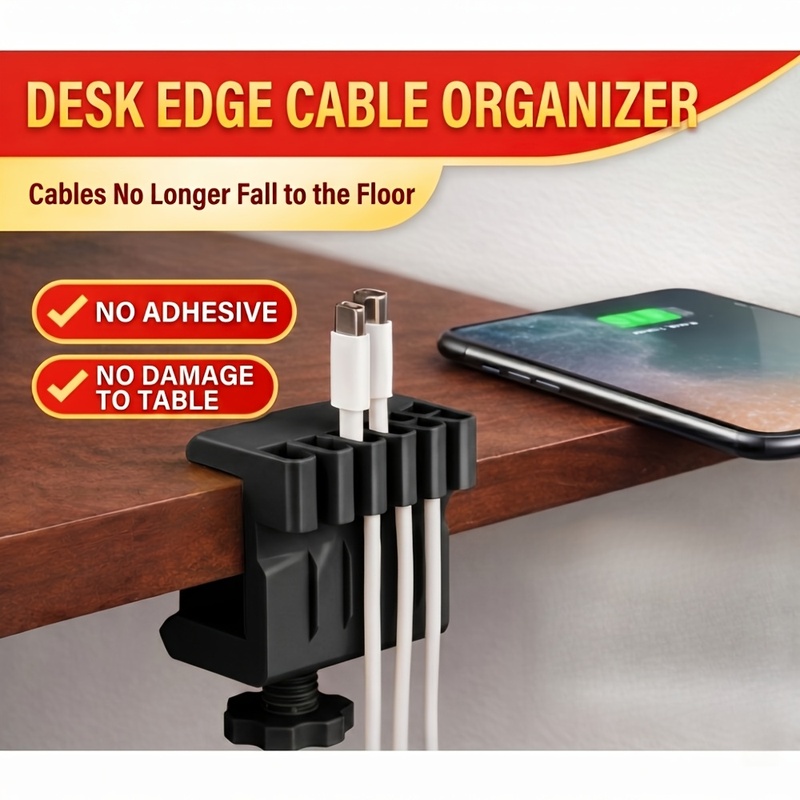 Desk Setup Cable Management - 3 desktop cable manager clips USB