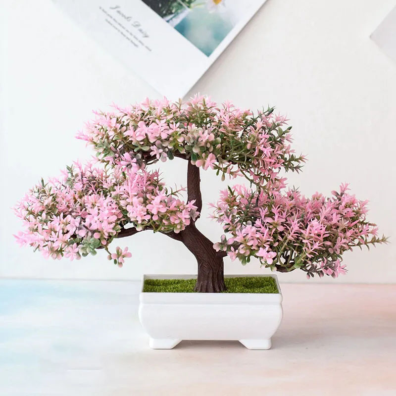 Desk Setup At Home - Artificial Plants Bonsai Fake Plant Flowers