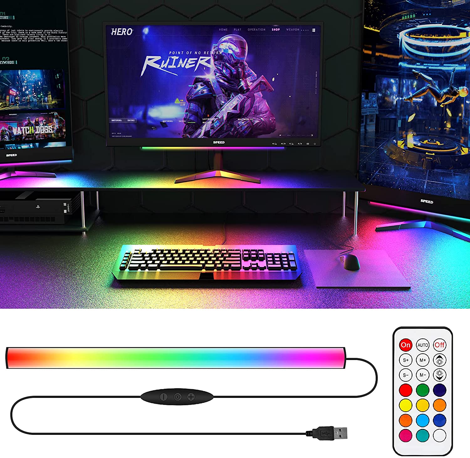 Desk Setup Rgb - Under Monitor Light Bar RGB Dreamcolor