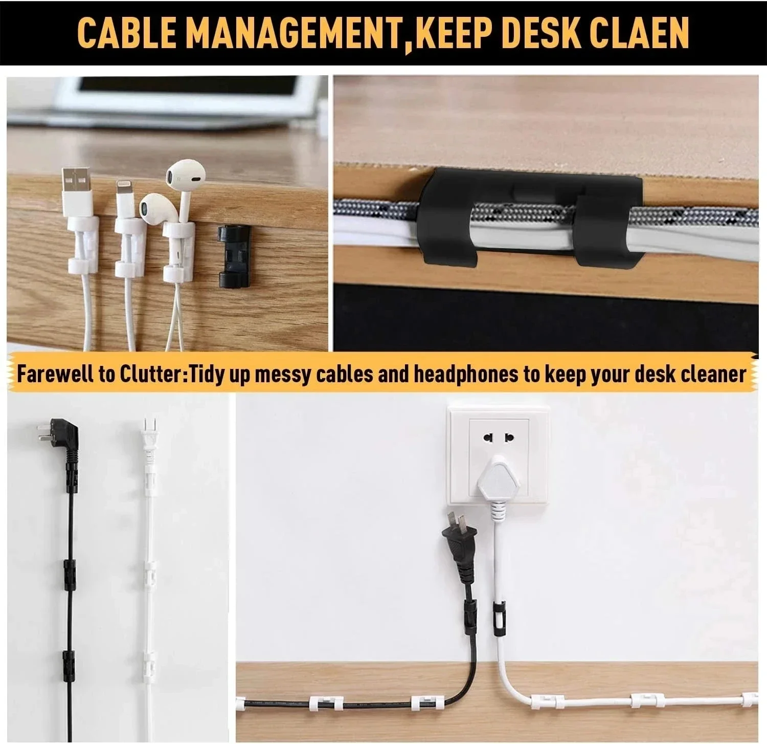 Cable Clips Organizer Drop Wir - Desk Setup Cable Management review and price