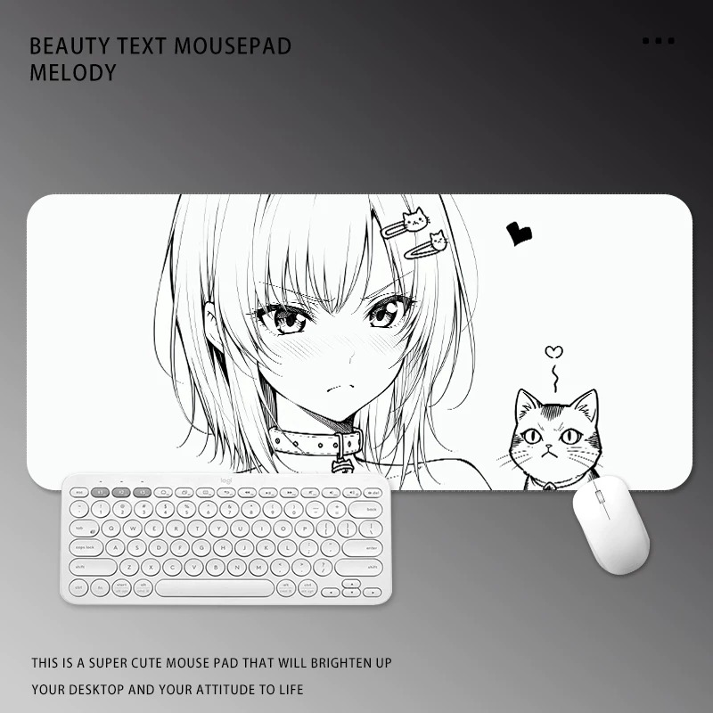 Black and White Manga Girl Mou - Desk Setup Black And White review and price