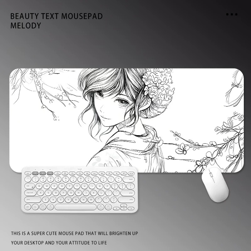 Black and White Manga Girl Mou - Desk Setup Black And White review and price