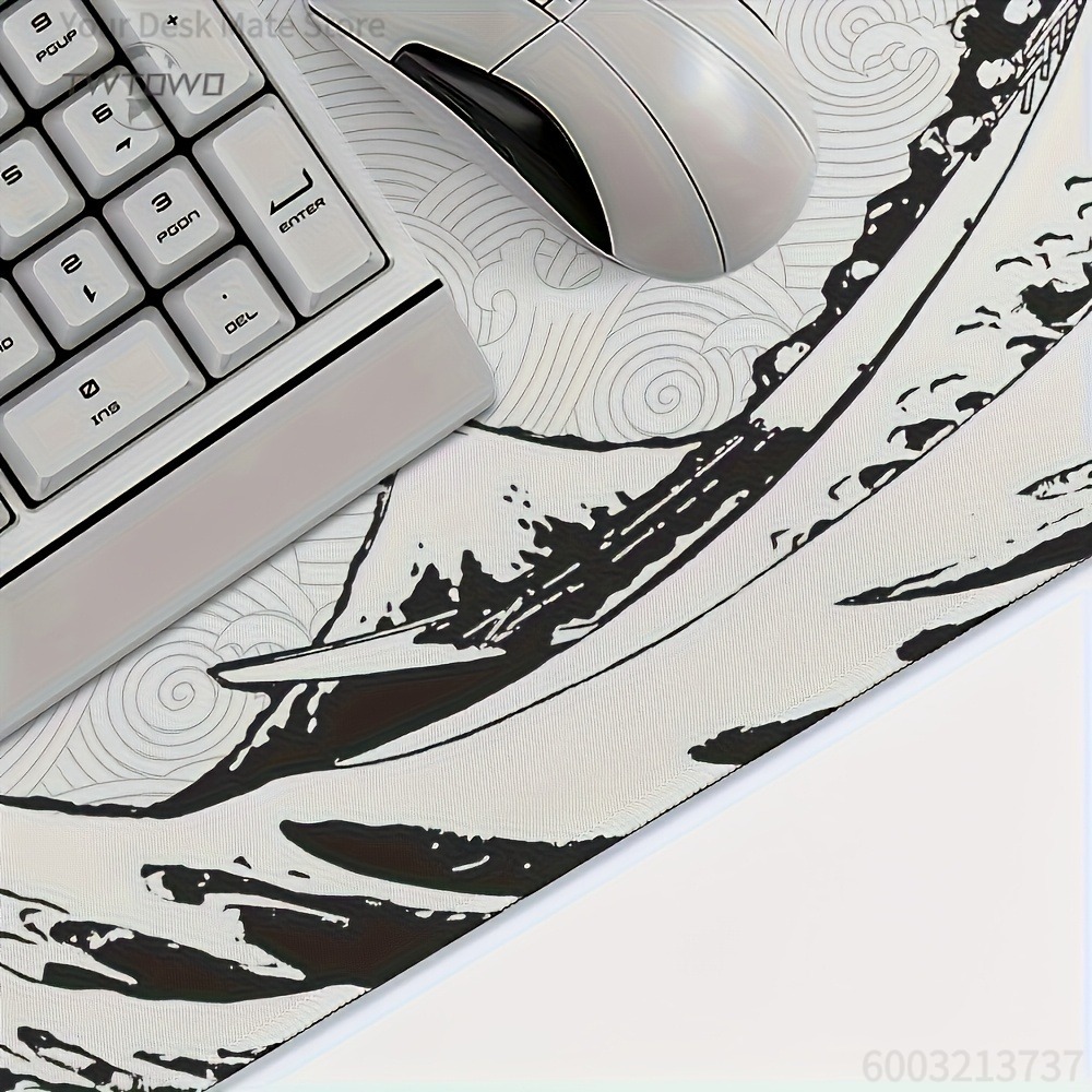 Black White Wave Art XXL Desk  - Desk Setup Black And White review and price