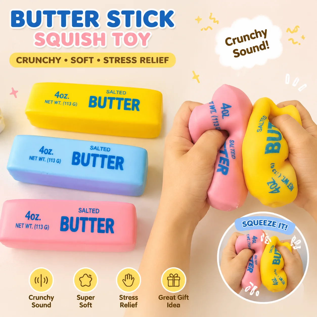 Realistic Butter Stick Squishy - Desk Setup Decor review and price