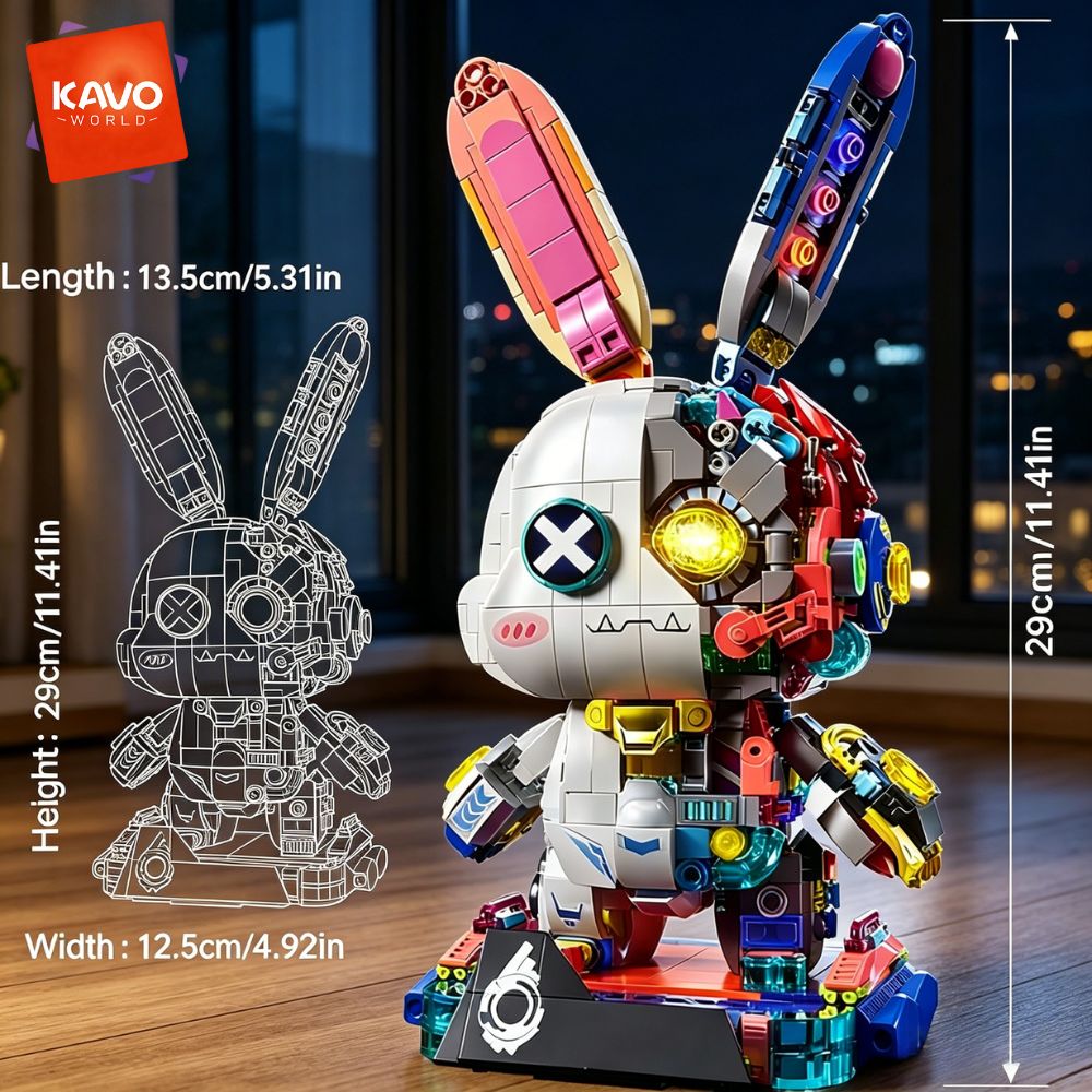 KAVOWORLD 1377PCS Robot Rabbit - Desk Setup Build review and price