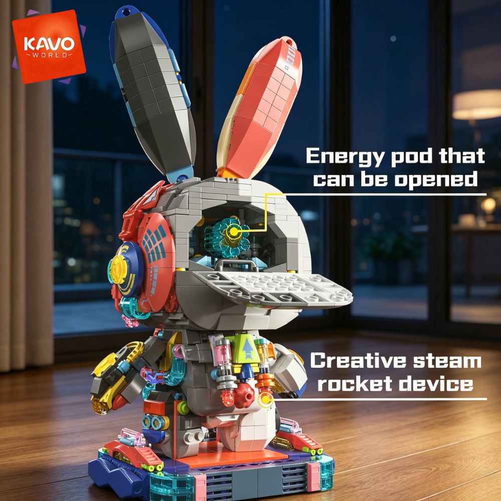 KAVOWORLD 1377PCS Robot Rabbit - Desk Setup Build review and price