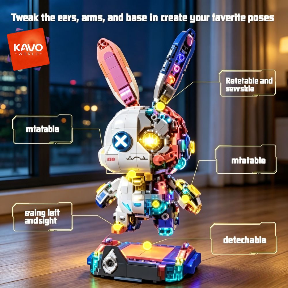KAVOWORLD 1377PCS Robot Rabbit - Desk Setup Build review and price