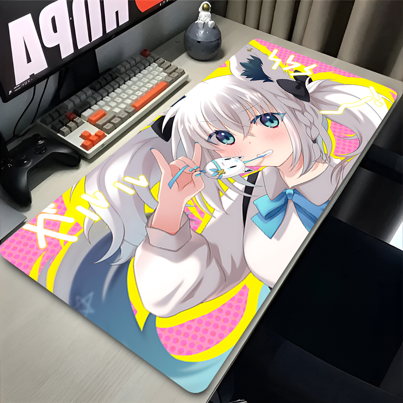 Shirakami Fubuki Mouse Pad Lap - Desk Setup Black And White review and price