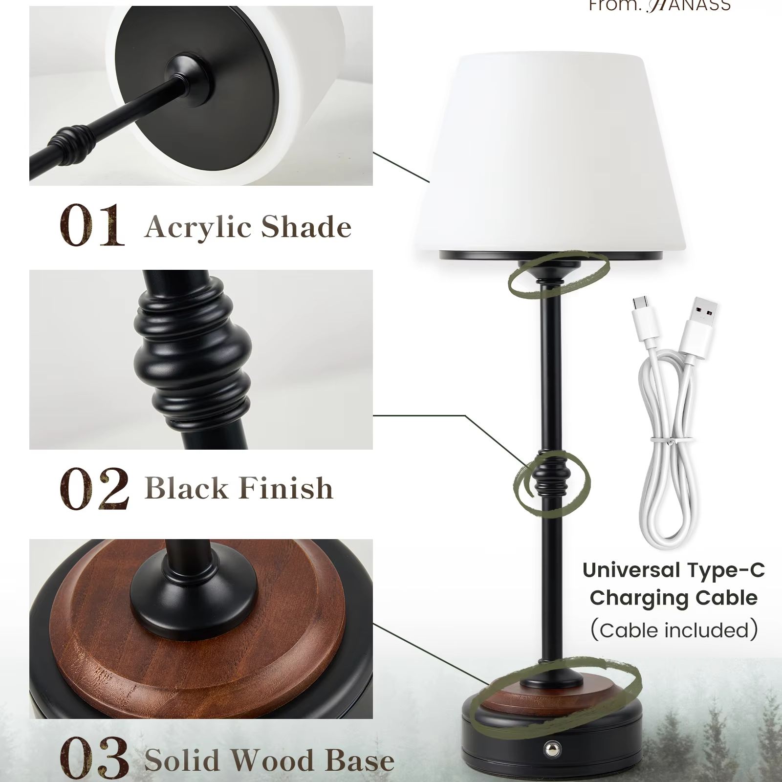 Cordless Table Lamps Set of  5 - Desk Setup Modern review and price