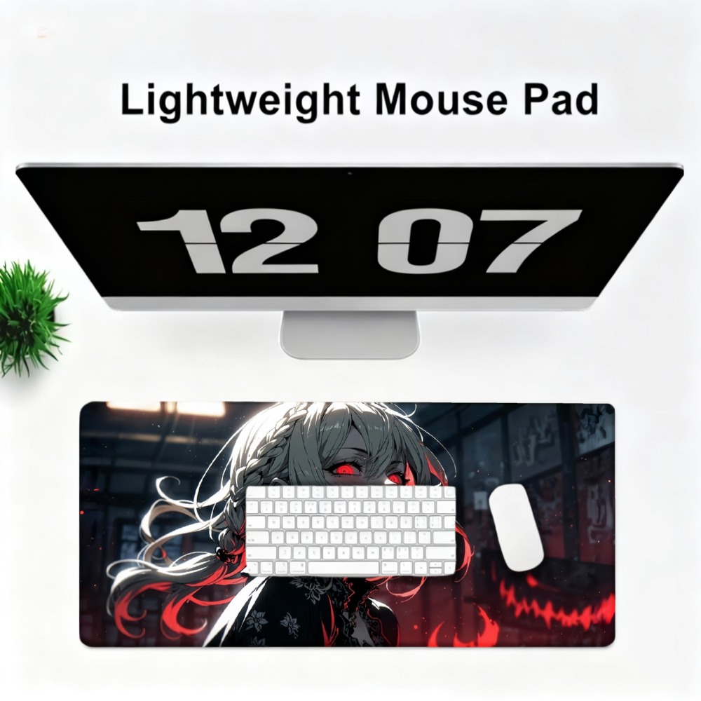 An anime girl with red flames  - Desk Setup Designer review and price