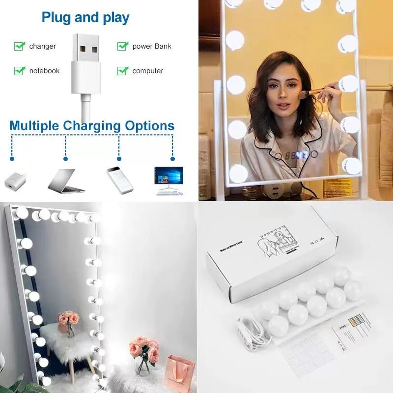 LED Light Paste Mirror Makeup  - Desk Setup Modern review and price