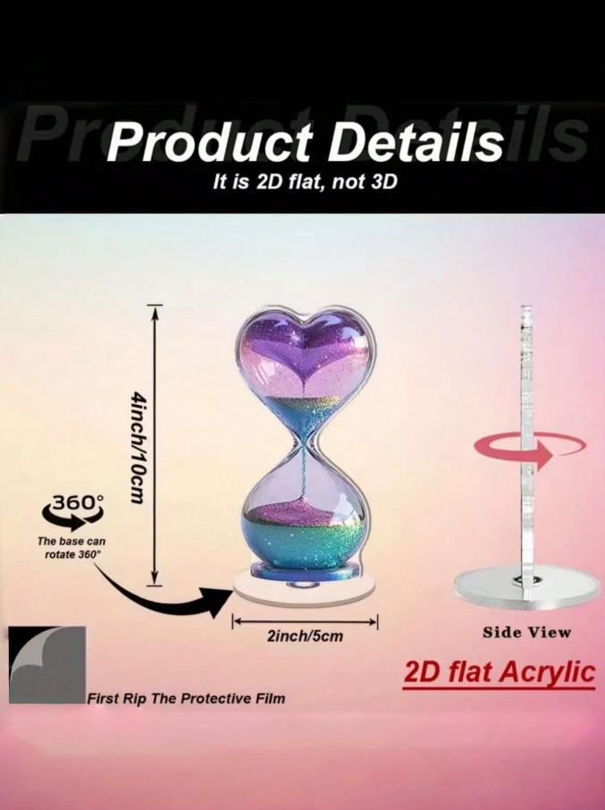1Pc 2D Flat, Rotating Heart-Sh - Desk Setup Decor review and price