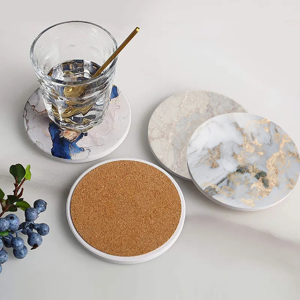 White Marble Coaster  Absorben - Desk Setup Modern review and price