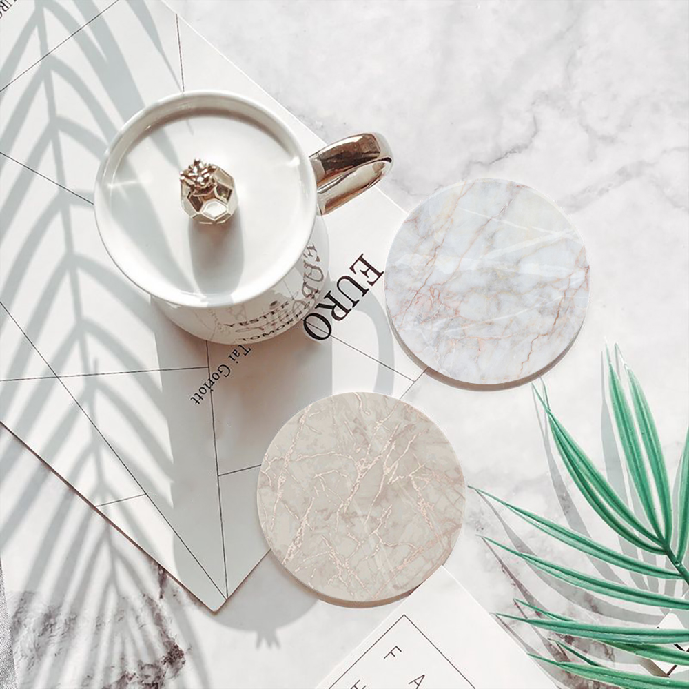 White Marble Coaster  Absorben - Desk Setup Modern review and price