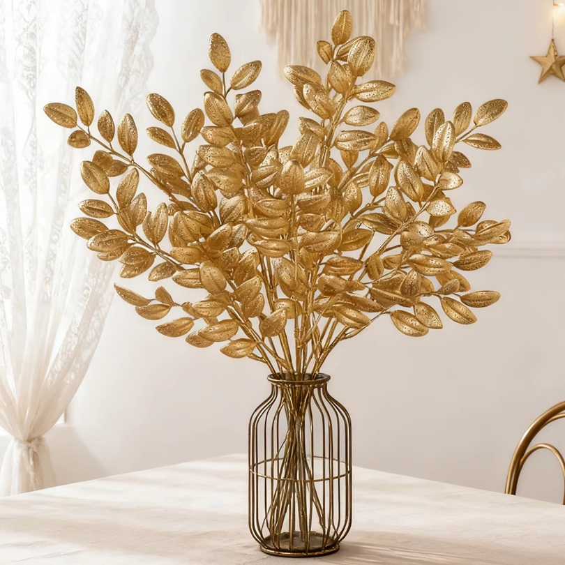 10Pcs Artificial Plants Golden - Desk Setup At Home review and price