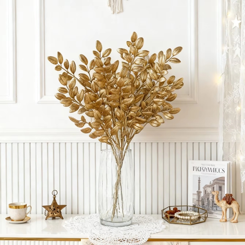 10Pcs Artificial Plants Golden - Desk Setup At Home review and price