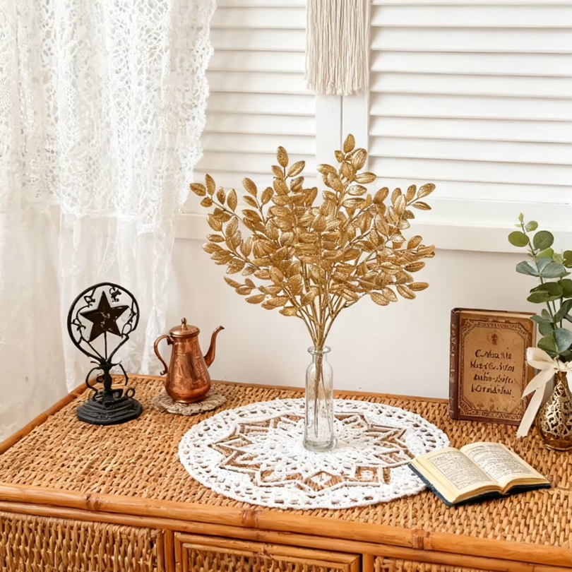 10Pcs Artificial Plants Golden - Desk Setup At Home review and price