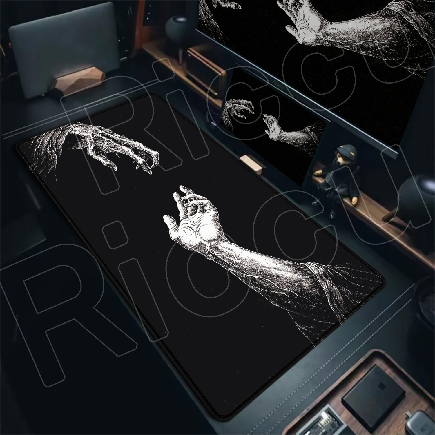 HD Large Black White XXL Gothi - Desk Setup Black And White review and price