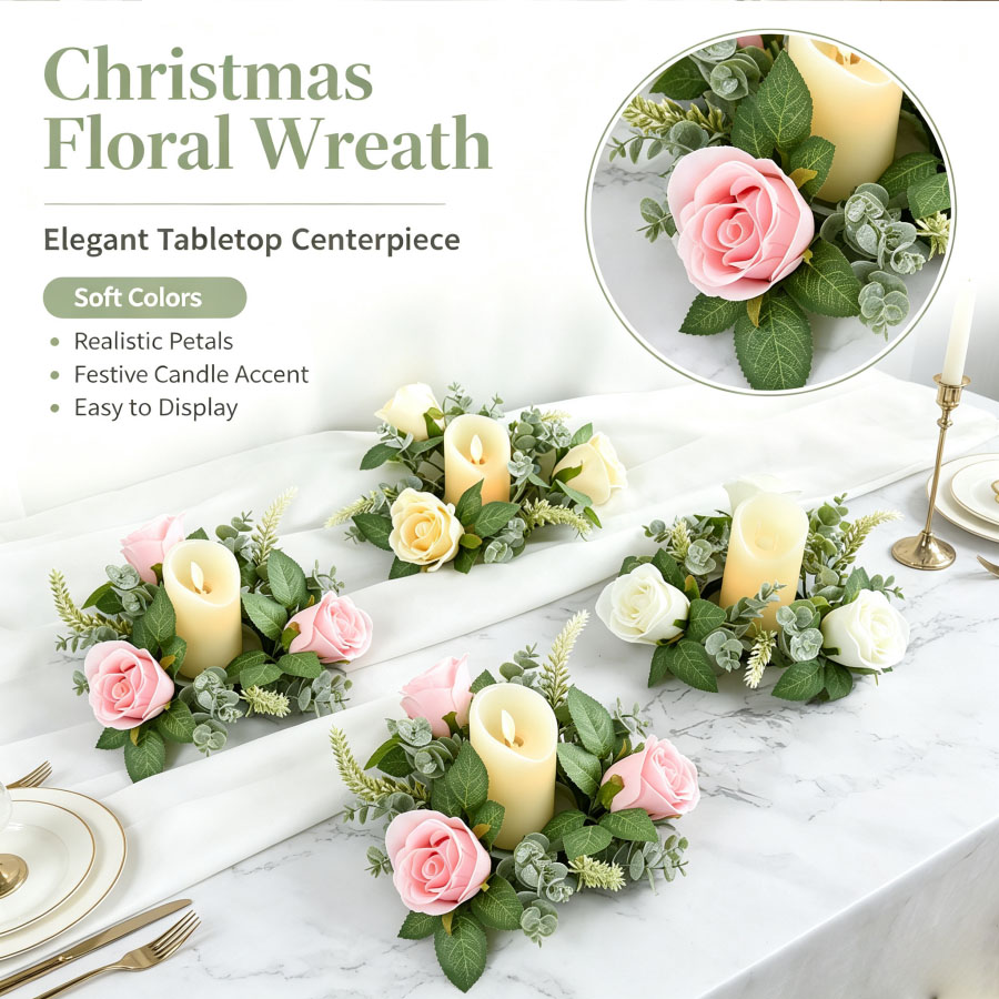 Artificial Rose Wreath Shaped  - Desk Setup At Home review and price