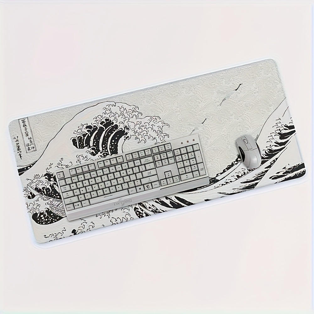 Black White Wave Art XXL Desk  - Desk Setup Black And White review and price